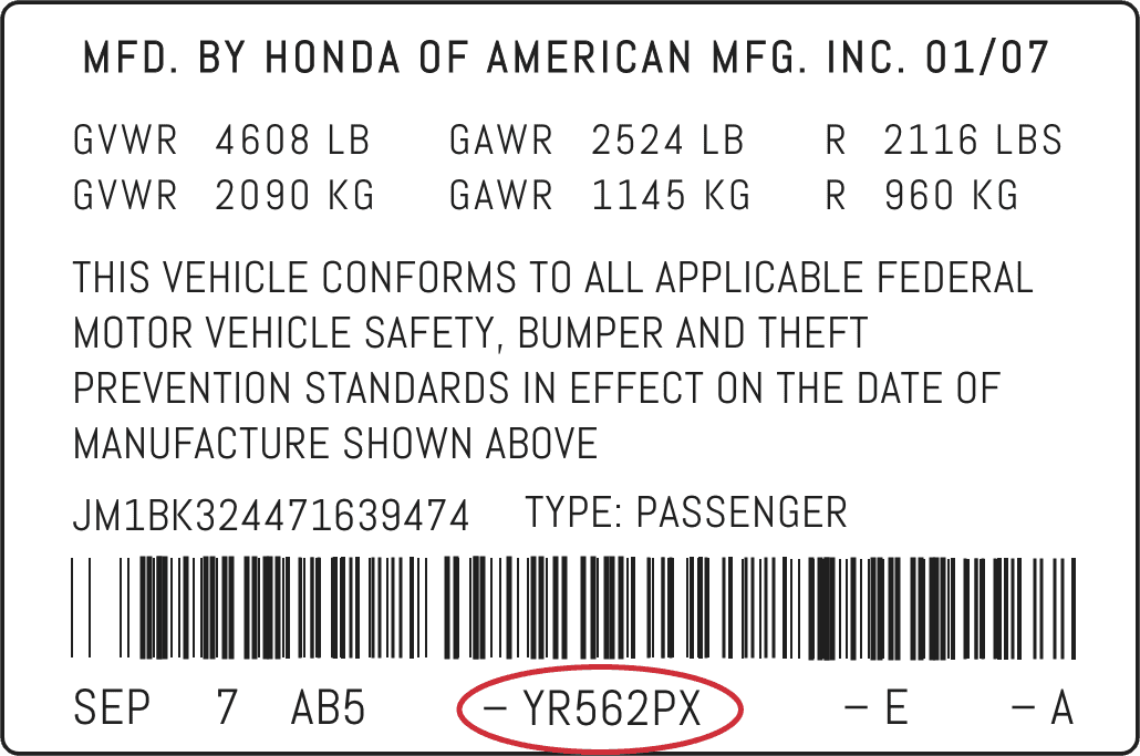 Acura Color Location