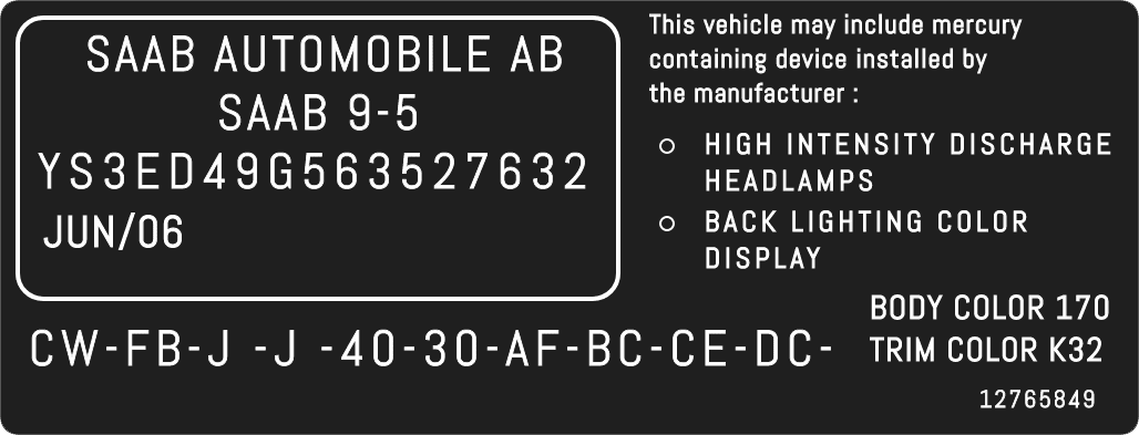 Saab Color Location